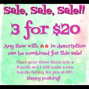 🔥🔥3/$20 Sale!! All items marked with 🔥🔥3/$20.
